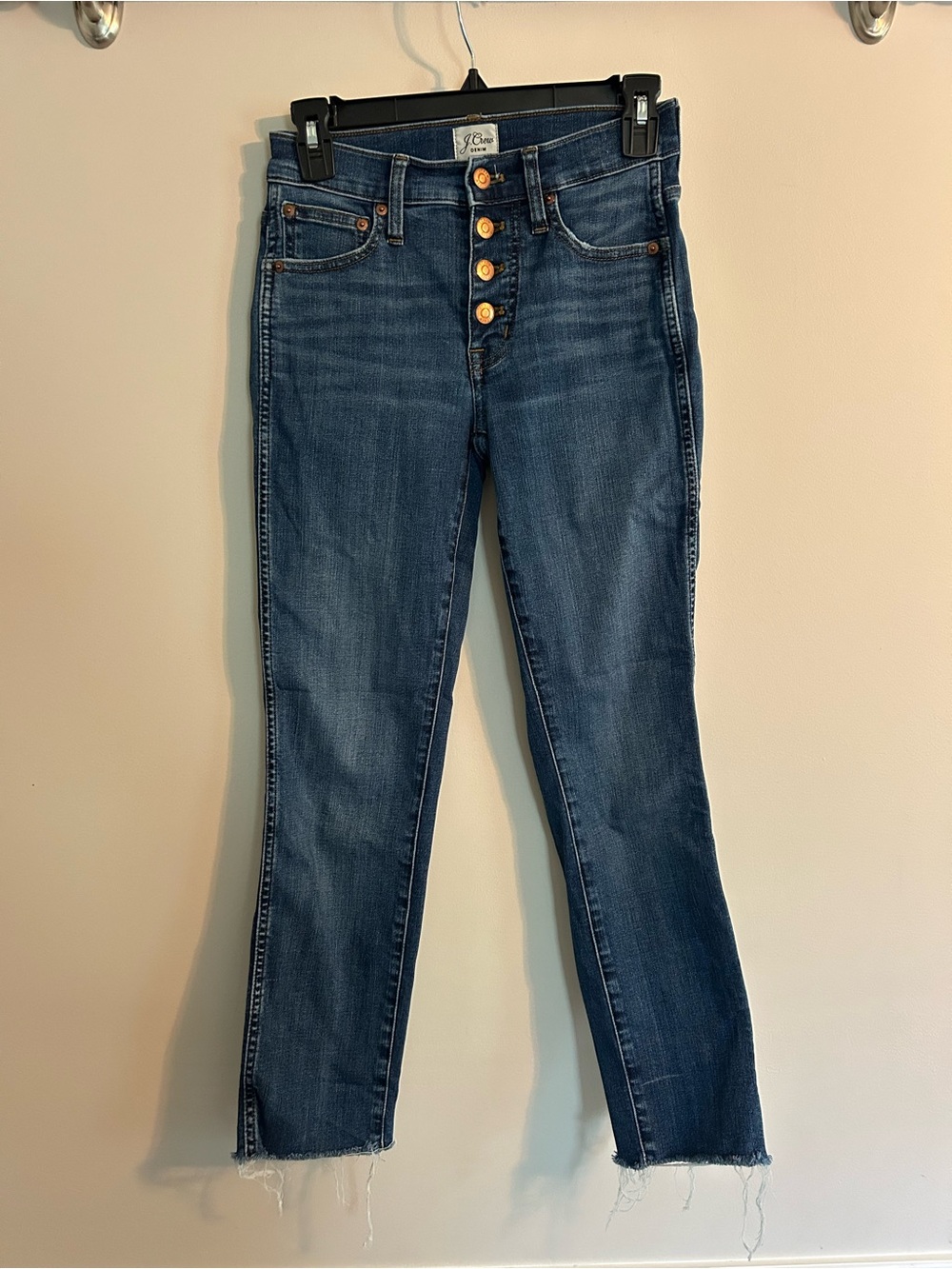 J. Crew High-Rise Button-Fly Ankle Jeans - Dark Blue